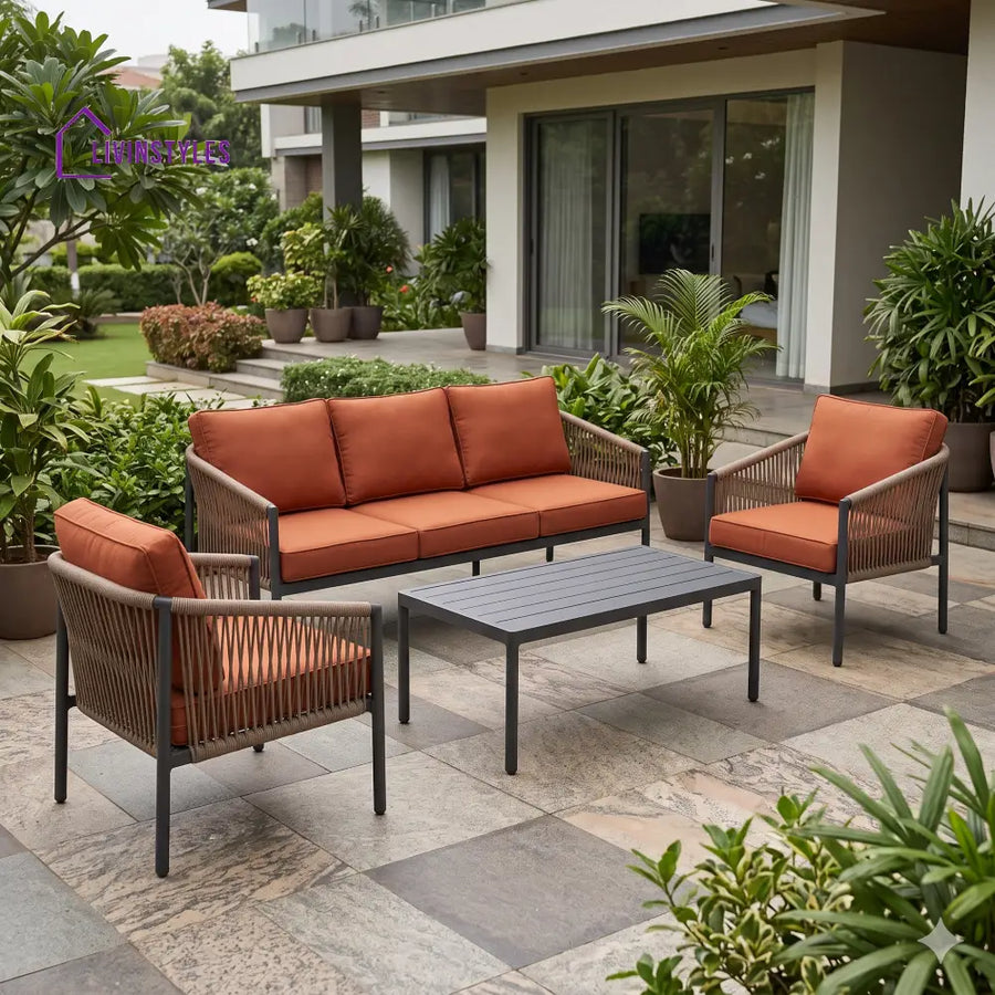 Pawel Premium MS Frame with Powder Coated Outdoor Sofa Set with Weather Proof Fabric