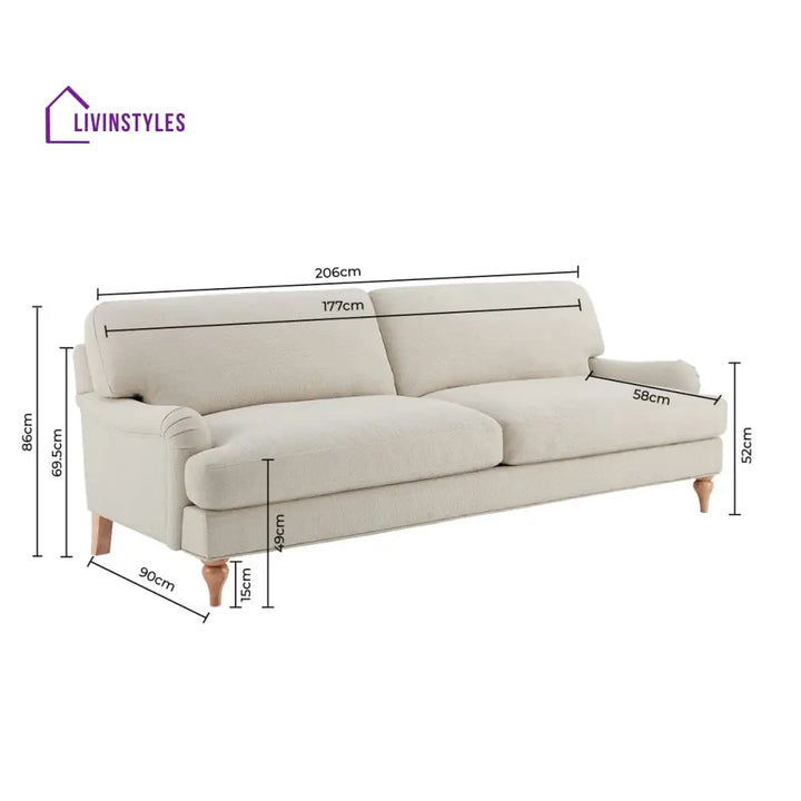 Pedro 3 Seater Sofa - Beige - Sofas