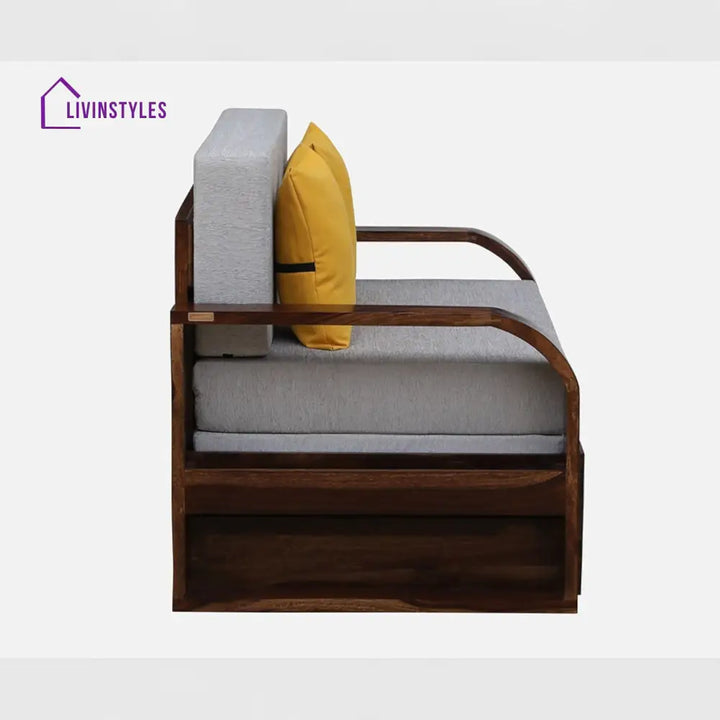 Bergen 2 Seater Sofa Cum Bed Sheesham Wood In Teak Finish