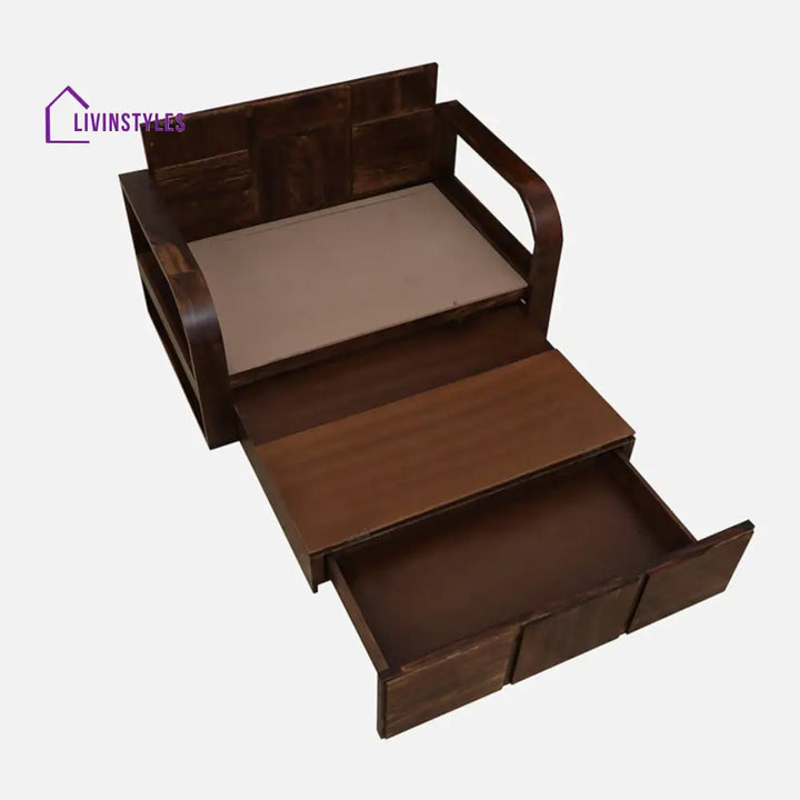 Bergen 2 Seater Sofa Cum Bed Sheesham Wood In Teak Finish