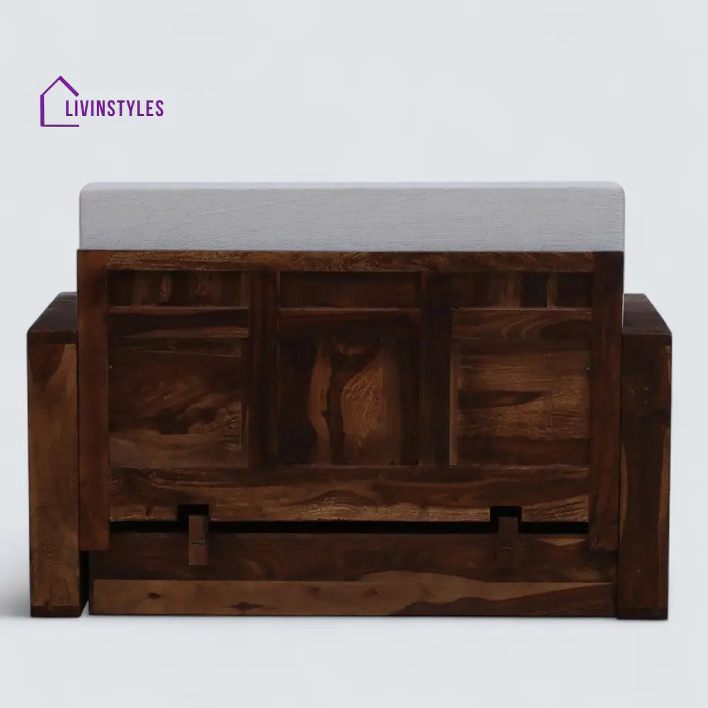 Bergen 2 Seater Sofa Cum Bed Sheesham Wood In Teak Finish