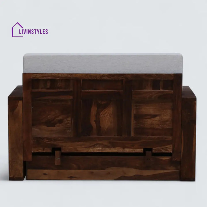 Bergen 2 Seater Sofa Cum Bed Sheesham Wood In Teak Finish