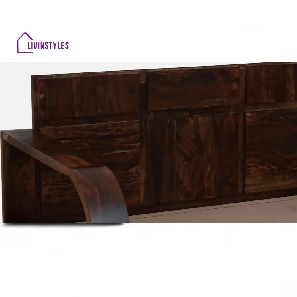 Bergen 2 Seater Sofa Cum Bed Sheesham Wood In Teak Finish