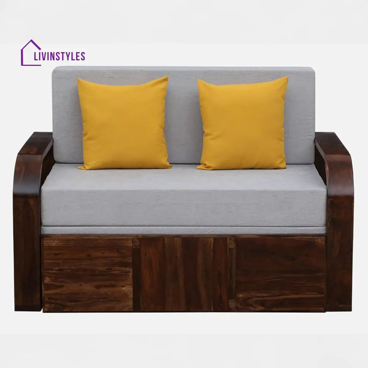 Bergen 2 Seater Sofa Cum Bed Sheesham Wood In Teak Finish
