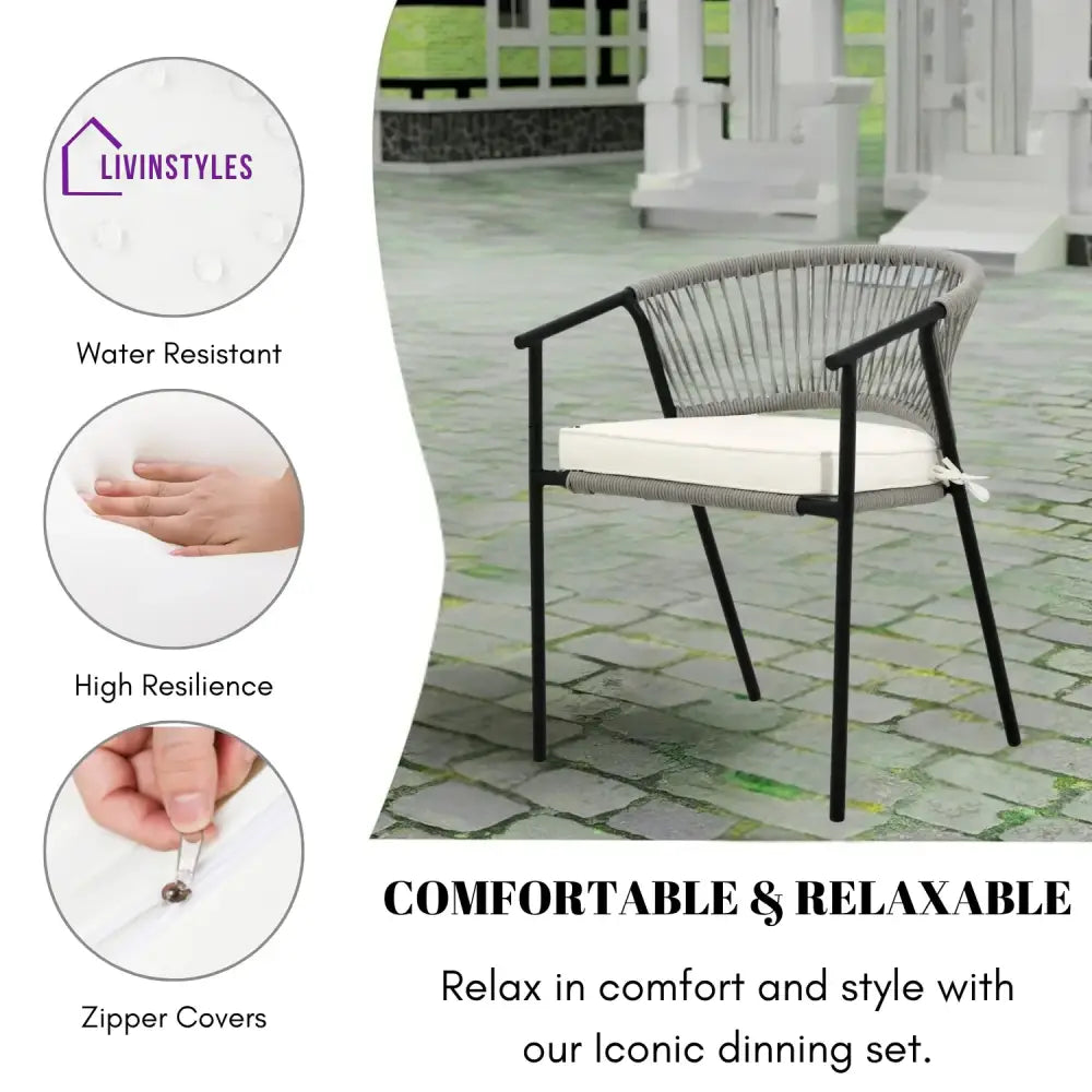 Peizhi 4-Piece Outdoor Rope Patio Dining Chairs - Dinning Chairs