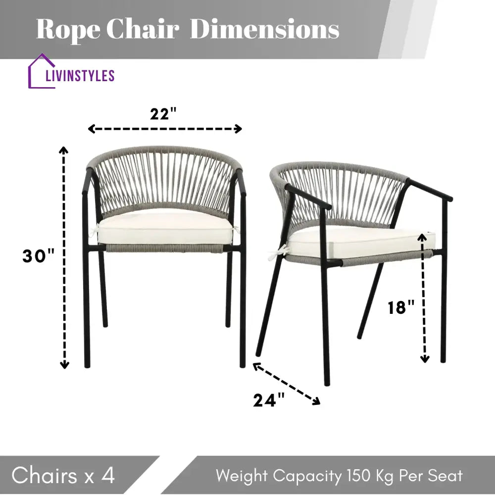 Peizhi 4-Piece Outdoor Rope Patio Dining Chairs - Dinning Chairs