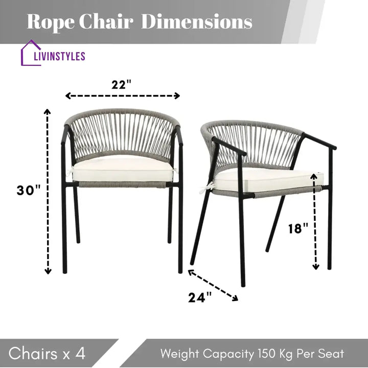 Peizhi 4-Piece Outdoor Rope Patio Dining Chairs - Dinning Chairs