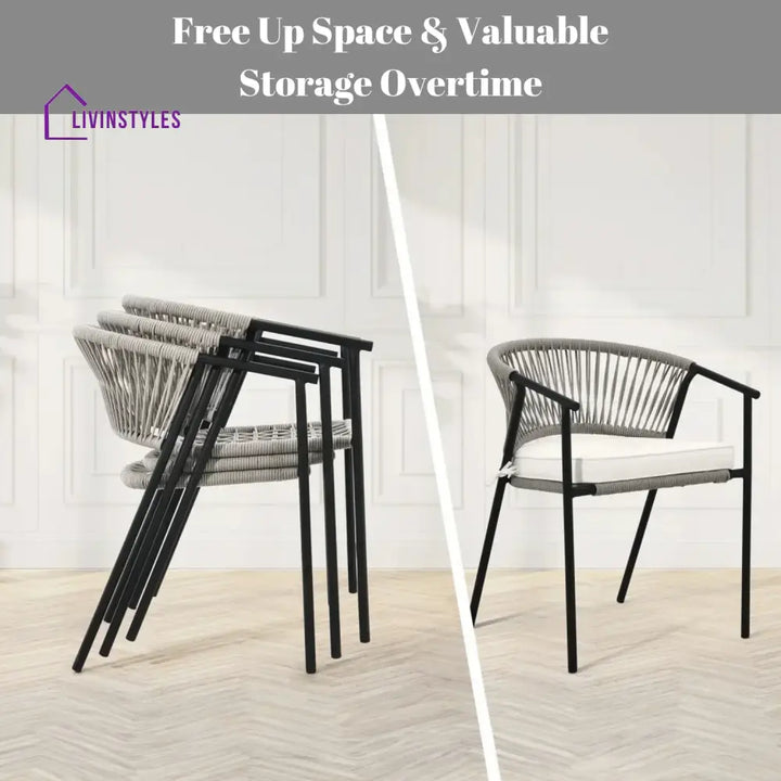 Peizhi 4-Piece Outdoor Rope Patio Dining Chairs - Dinning Chairs