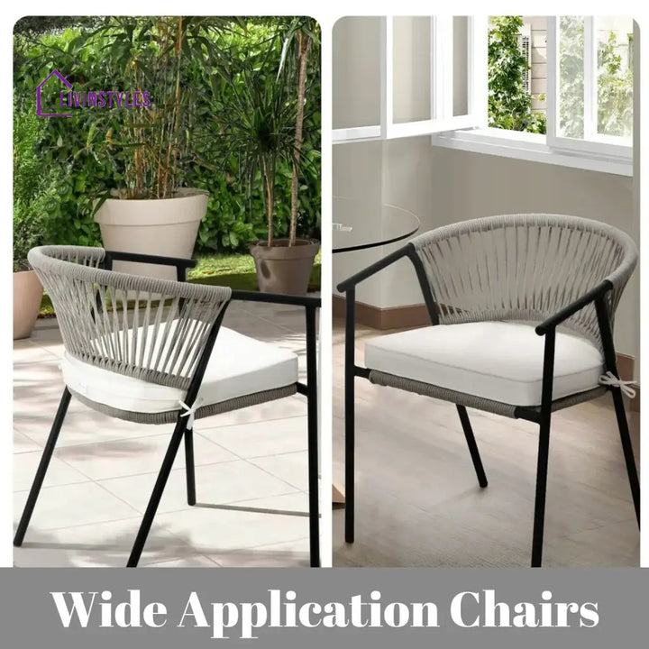 Peizhi 4-Piece Outdoor Rope Patio Dining Chairs - Dinning Chairs