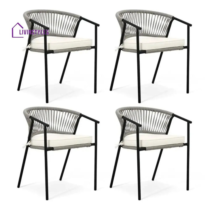 Peizhi 4-Piece Outdoor Rope Patio Dining Chairs - Dinning Chairs