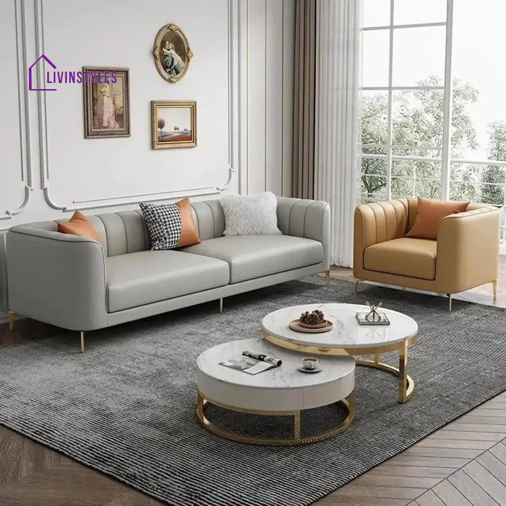 Pelageya 3 Seater Sofa in Grey colour for Living Room