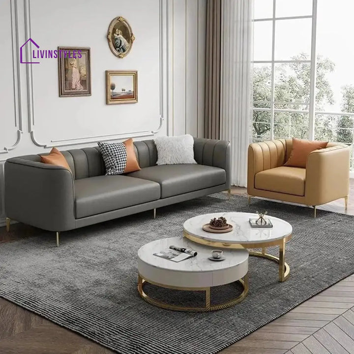 Pelageya 3 Seater Sofa in Grey colour for Living Room Dark Grey