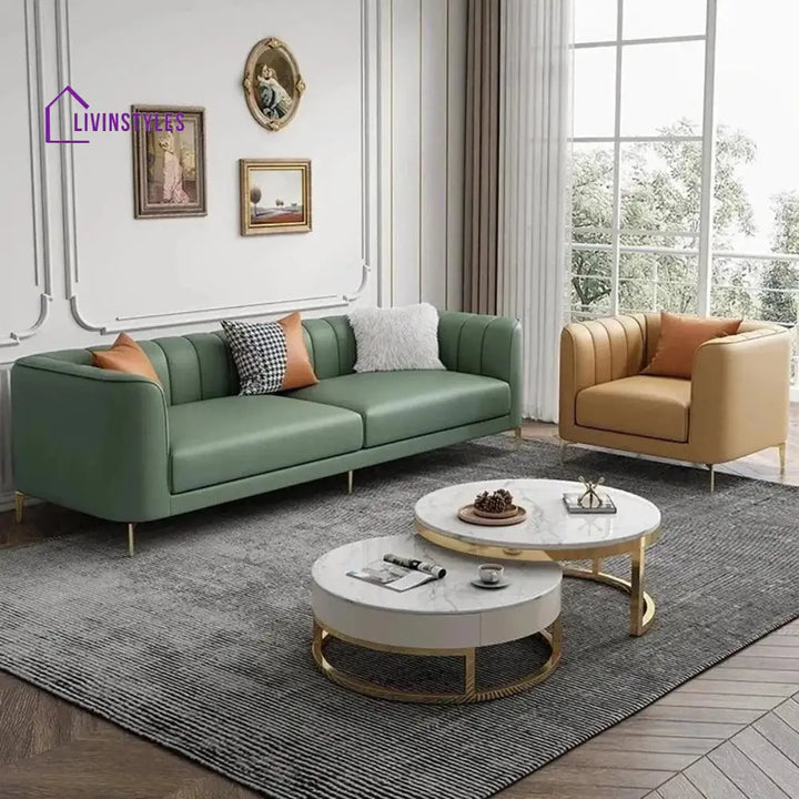 Pelageya 3 Seater Sofa in Grey colour for Living Room Green