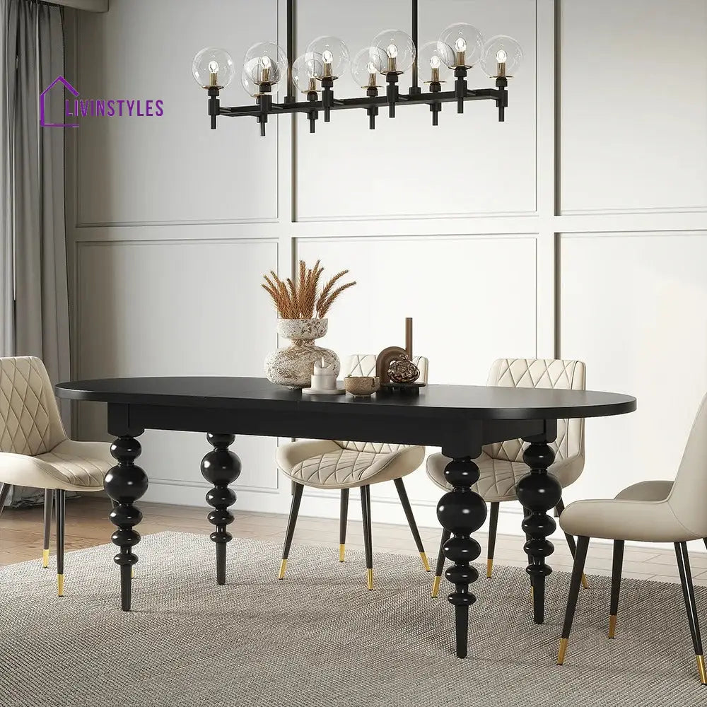 Pelageya Solid Wood 6 Seater Dining Table Set