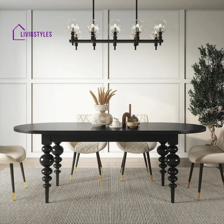 Pelageya Solid Wood 6 Seater Dining Table Set
