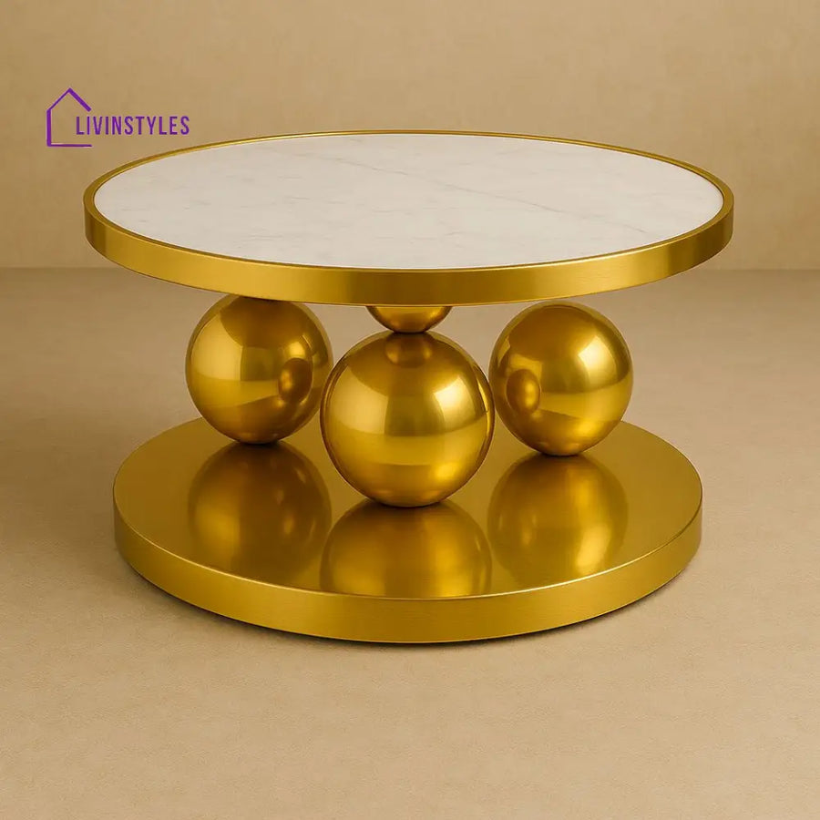 Pelageya Stainless Steel Gold Finish Coffee Table for Living Room