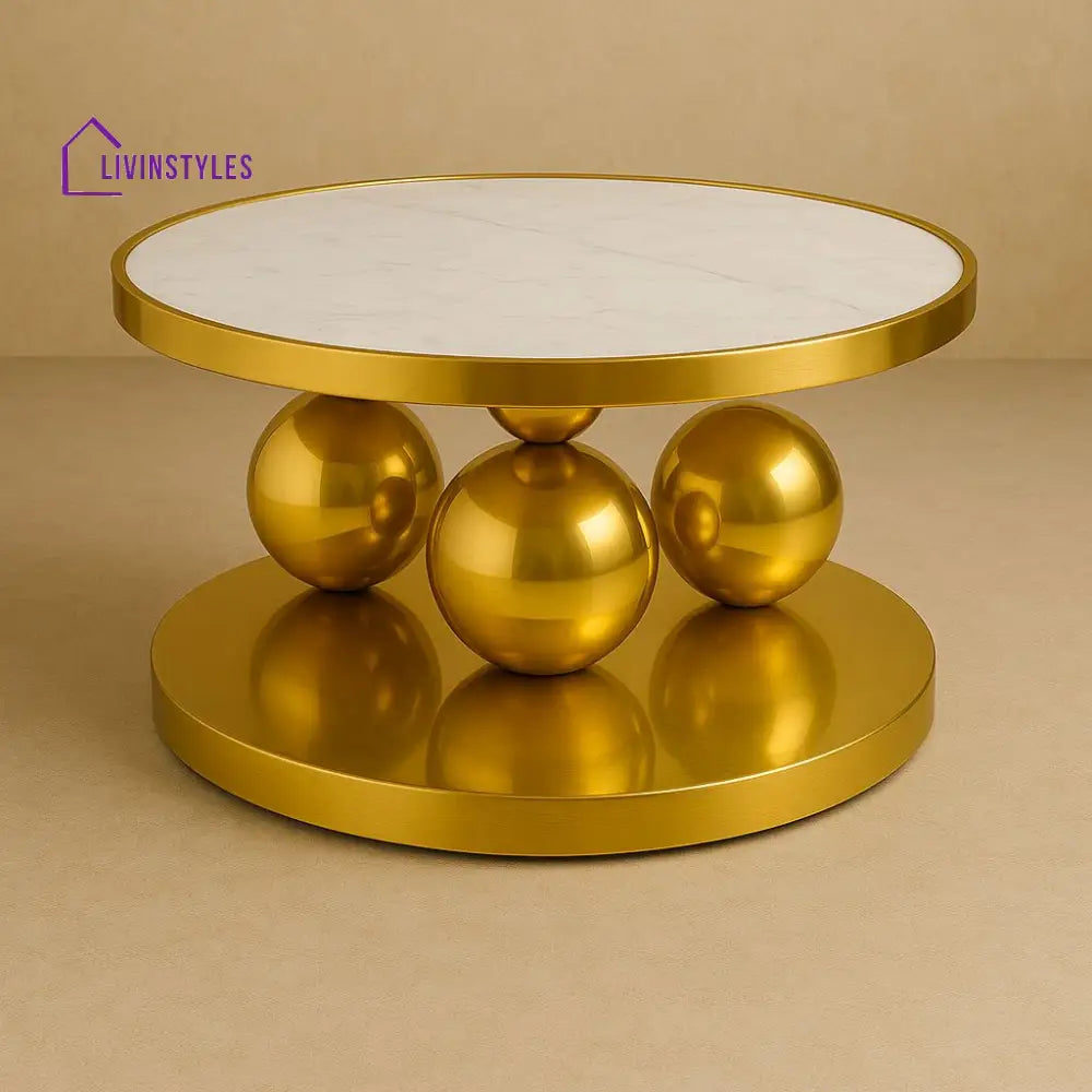 Pelageya Stainless Steel Gold Finish Coffee Table for Living Room