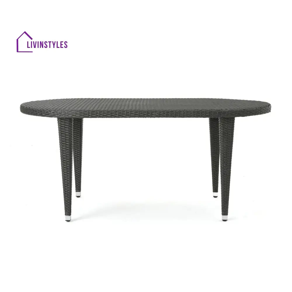 Penda Outdoor Rattan Wicker Round Patio Table (Black) - Table