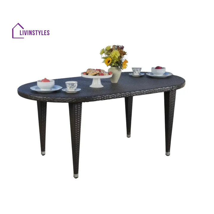 Penda Outdoor Rattan Wicker Round Patio Table (Black) - Table