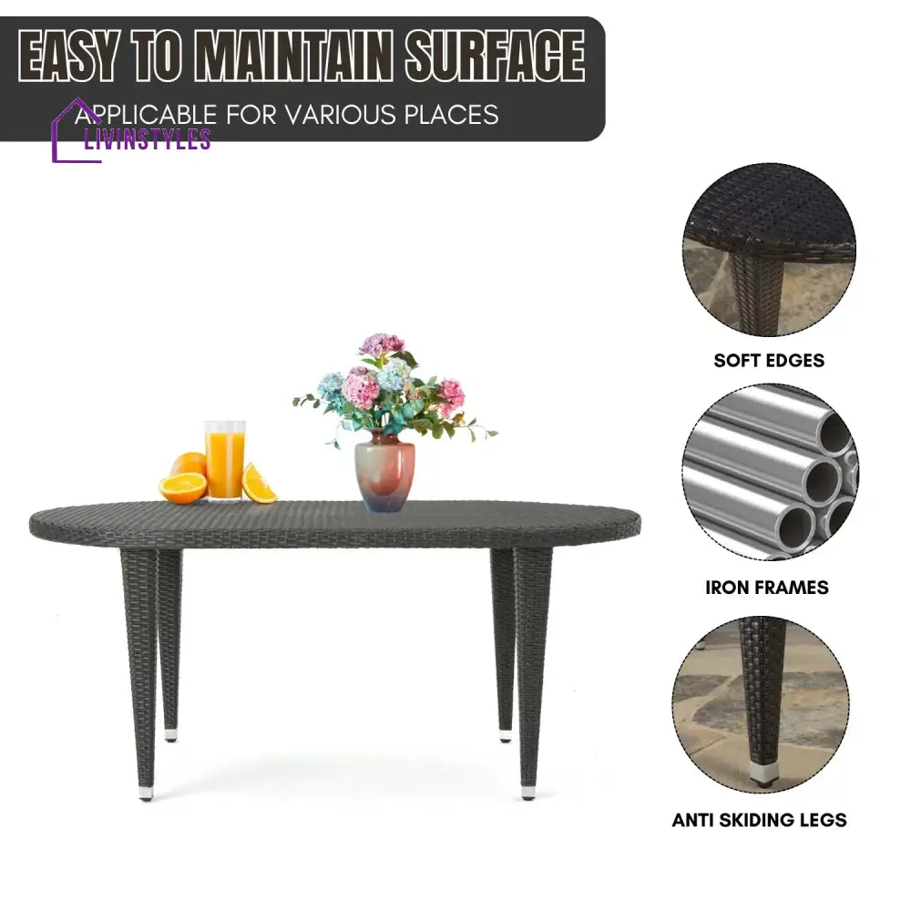 Penda Outdoor Rattan Wicker Round Patio Table (Black) - Table