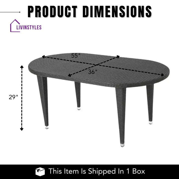 Penda Outdoor Rattan Wicker Round Patio Table (Black) - Table
