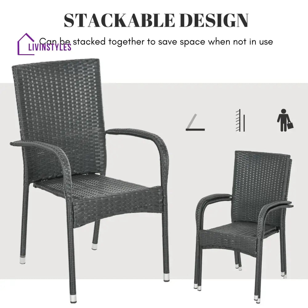 Penelope 4-Piece Outdoor Rattan Wicker Patio Dining Chairs - Dinning Chairs