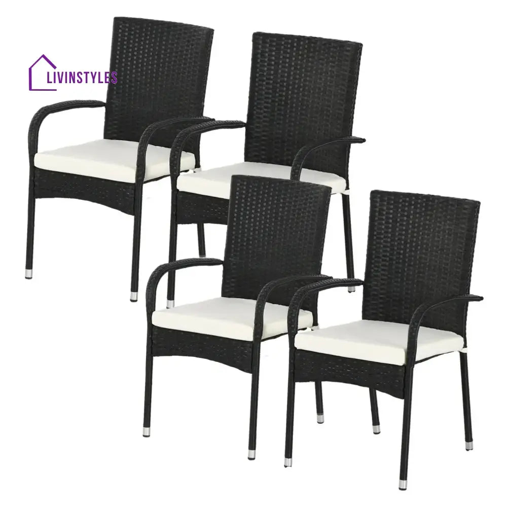 Penelope 4-Piece Outdoor Rattan Wicker Patio Dining Chairs - Dinning Chairs