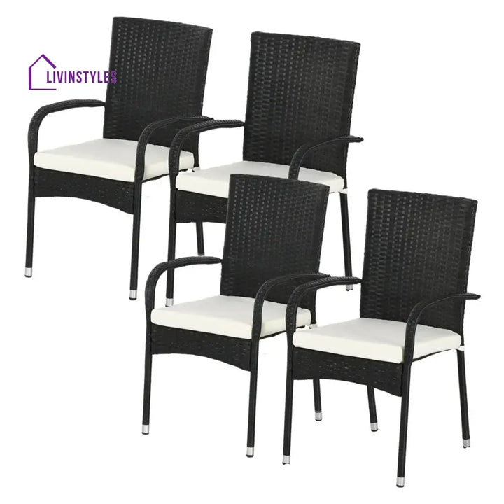 Penelope 4-Piece Outdoor Rattan Wicker Patio Dining Chairs - Dinning Chairs