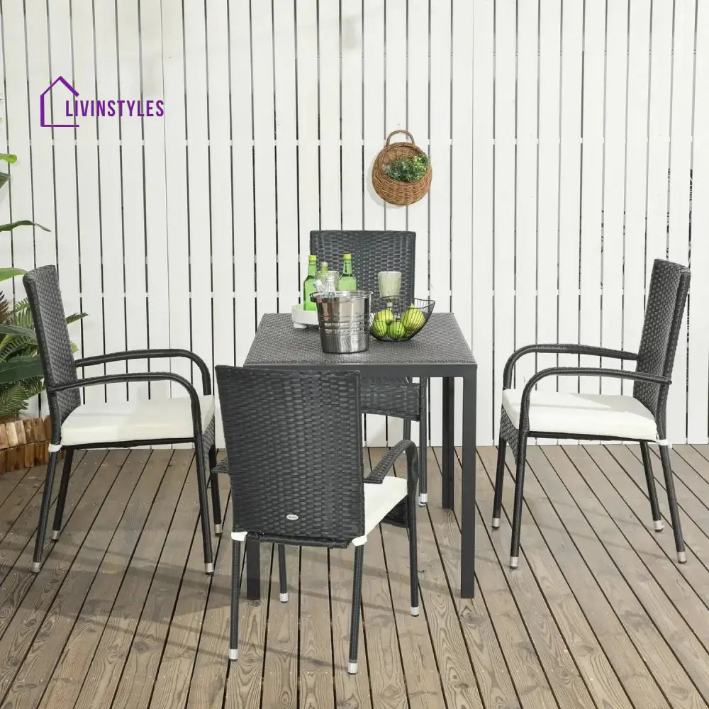 Penelope 4-Piece Outdoor Rattan Wicker Patio Dining Chairs - Dinning Chairs