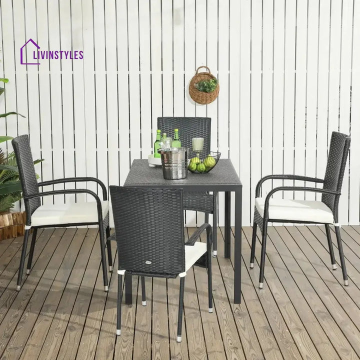 Penelope 4-Piece Outdoor Rattan Wicker Patio Dining Chairs - Dinning Chairs