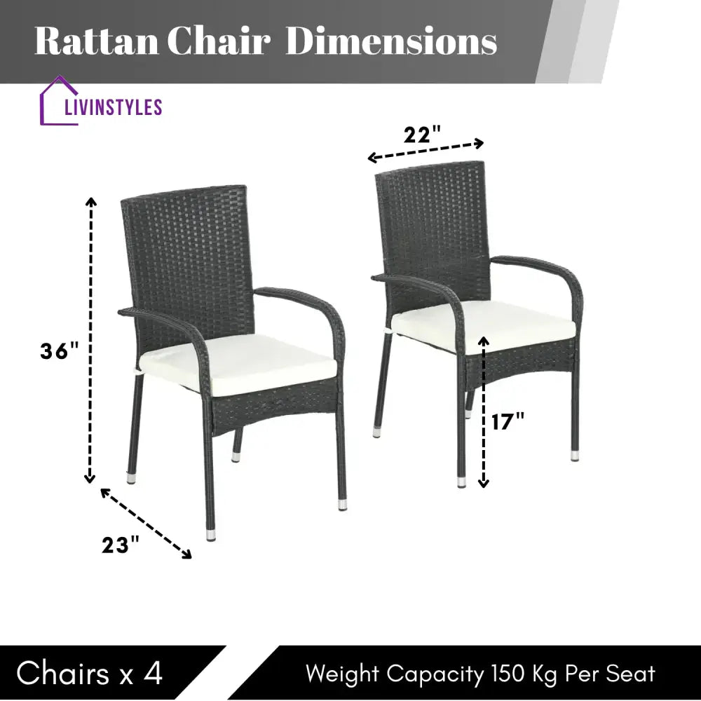 Penelope 4-Piece Outdoor Rattan Wicker Patio Dining Chairs - Dinning Chairs