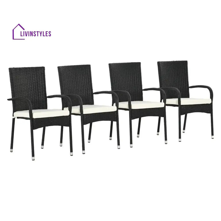 Penelope 4-Piece Outdoor Rattan Wicker Patio Dining Chairs - Dinning Chairs