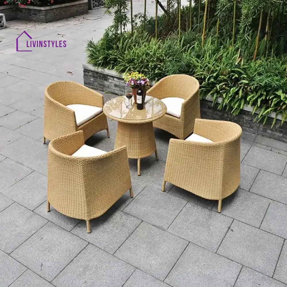 Pepe Outdoor Patio Seating Set 4 Chairs and 1 Table Set (Honey) - Coffee Table Sets