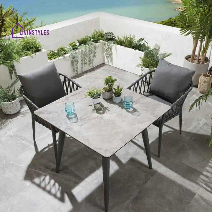 Pepita Outdoor Patio Seating Set 2 Chairs and 1 Table Set Braided & Rope - Coffee Table Sets