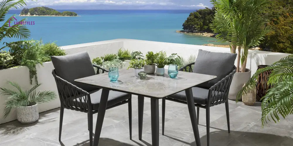 Pepita Outdoor Patio Seating Set 2 Chairs and 1 Table Set Braided & Rope - Coffee Table Sets