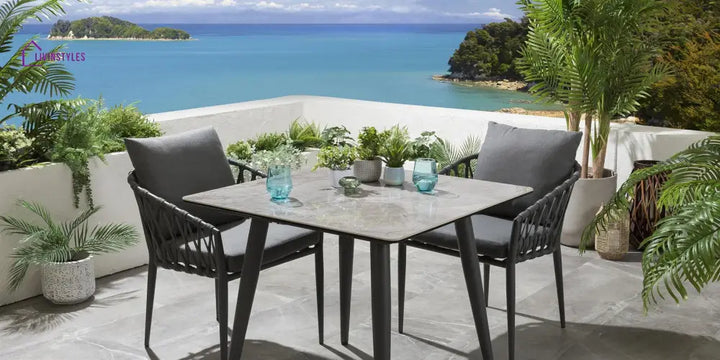 Pepita Outdoor Patio Seating Set 2 Chairs and 1 Table Set Braided & Rope - Coffee Table Sets