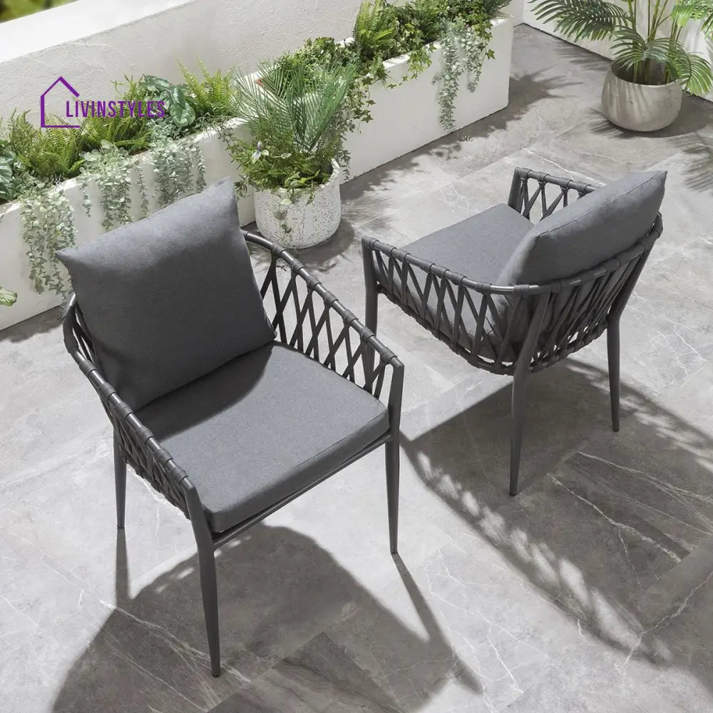 Pepita Outdoor Patio Seating Set 2 Chairs and 1 Table Set Braided & Rope - Coffee Table Sets