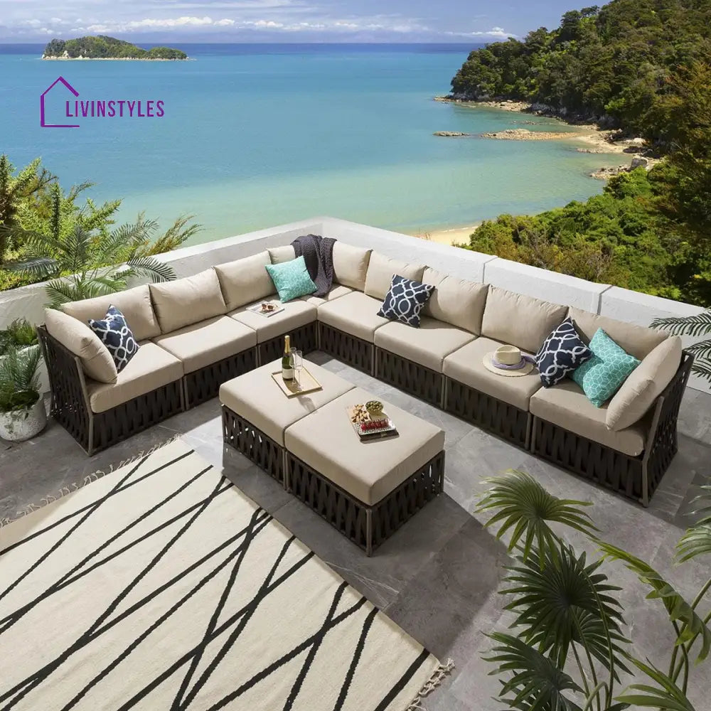 Pepito Outdoor Sofa Set 8 Seater 2 Ottoman Set (Brown) - Sofa Sets