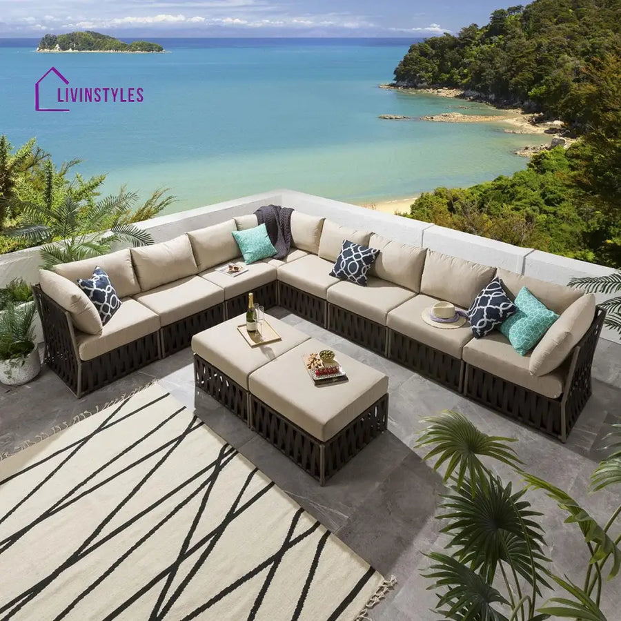 Pepito Outdoor Sofa Set 8 Seater 2 Ottoman Set (Brown) - Sofa Sets