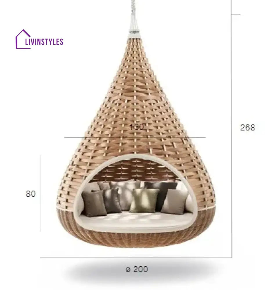 Pepito Three Seater Hanging Swing Without Stand For Balcony Garden Swing (Honey) - Swings