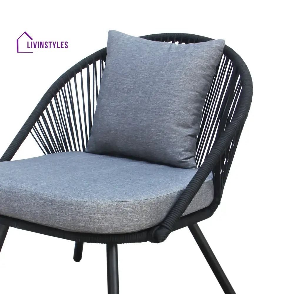 Peraza Outdoor Patio Seating Set 2 Chairs and 1 Table Set (Black) Braided And Rope - Coffee Table Sets