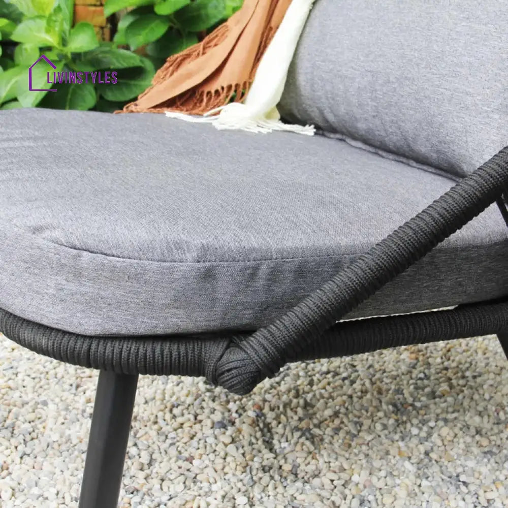 Peraza Outdoor Patio Seating Set 2 Chairs and 1 Table Set (Black) Braided And Rope - Coffee Table Sets