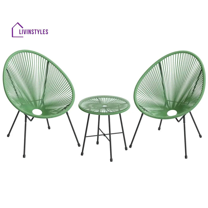 Perch Outdoor Patio Seating Set 2 Chairs and 1 Table Set (Light Green) - Coffee Table Sets