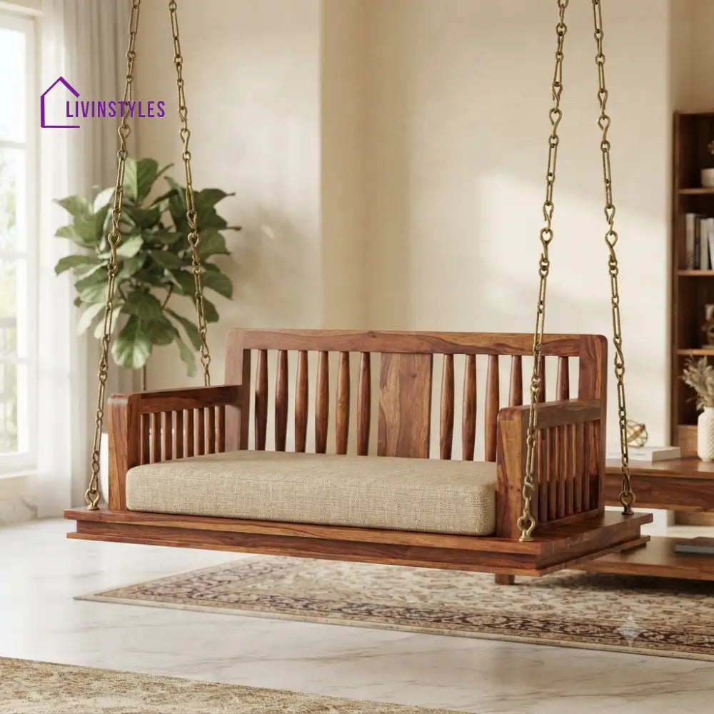 Perrine 2 Seater Wooden Swing for Home | Wooden Jhula for home