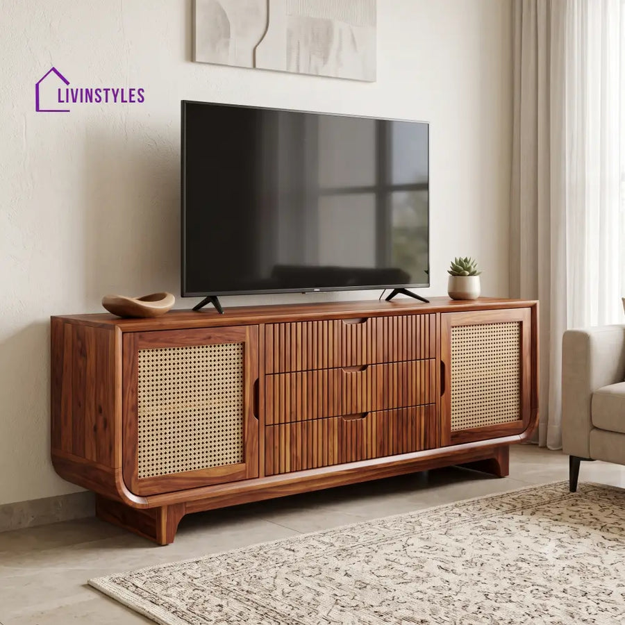 Perrine Solid Sheesham Wood Tv Unit for Living Room | Tv Cabinet | Tv Console Unit