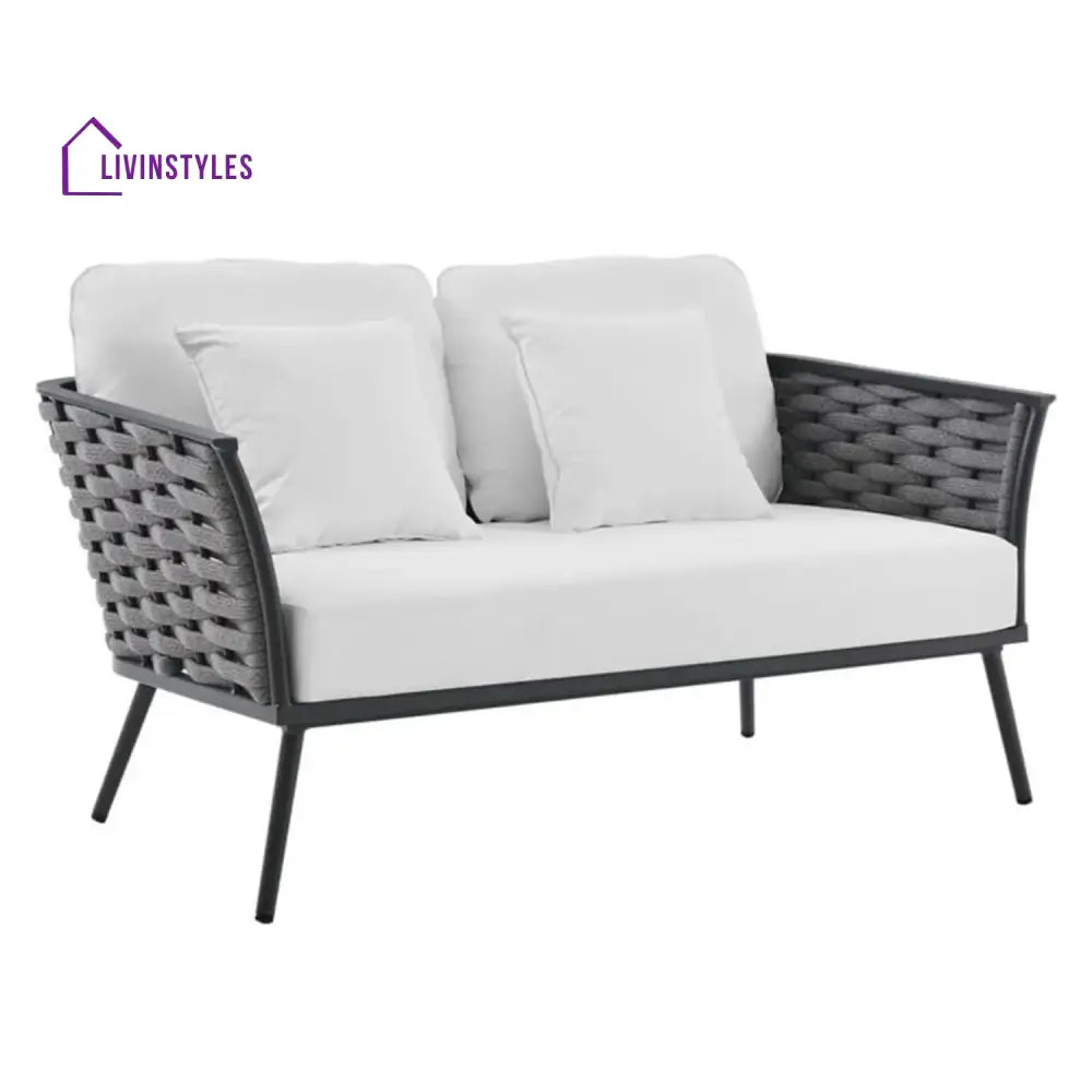 Persephone 4 Piece Outdoor Rope Sofa Set with Wooden Top Table - Sofa Set