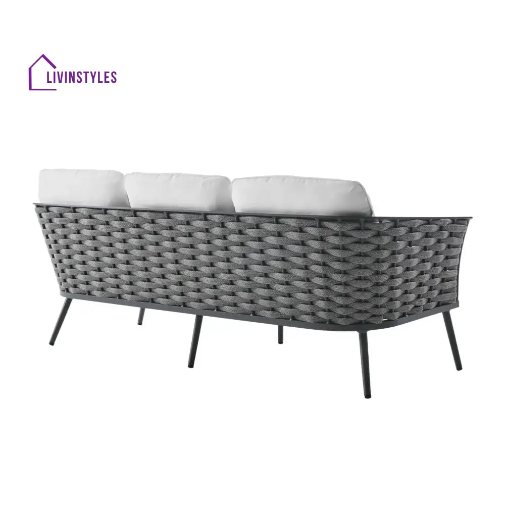Persephone 4 Piece Outdoor Rope Sofa Set with Wooden Top Table - Sofa Set
