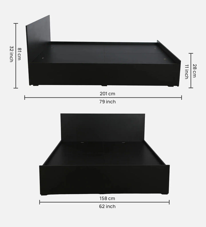 LuxeWood Platform Bed Queen Size with Box Storage