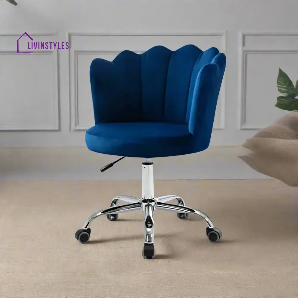 Petals Velvet Office Chair Blue Furniture