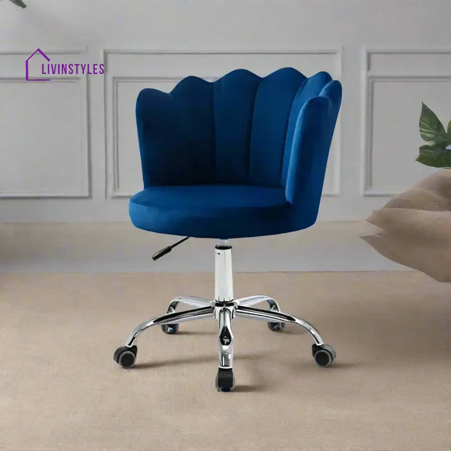 Petals Velvet Office Chair Blue Furniture